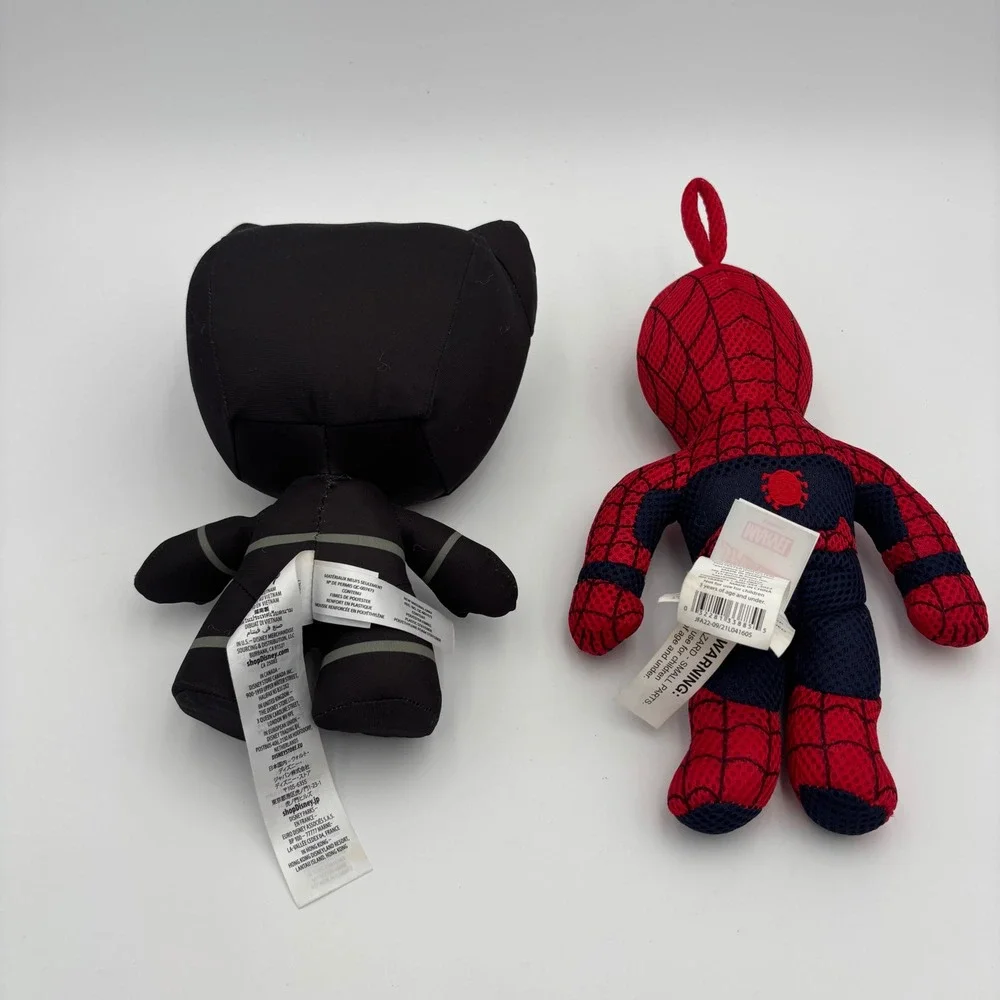 Disney Marvel Plush Lot Kids 9-10in Black Red Excellent Black Panther Spider-Man